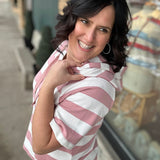 Pink Striped Hoodie Shirt