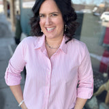 Cotton Candy Pink Striped Button Down Shirt