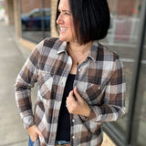 Cream Brown Plaid Lewis Top