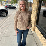 Cognac Vienna Washed Cable Knit Sweater