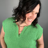 Kelly Green Slub Sweater Relaxed Fit with Dolman Sleeves