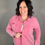 Watermelon Distressed Wash Shacket