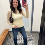 Butter Yellow Sheer Lace Top Tops- Blouses EE:SOME