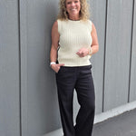 Ivory Scalloped Contrast Sweater Top - Sweater EE:SOME