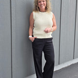 Ivory Scalloped Contrast Sweater Top - Sweater EE:SOME