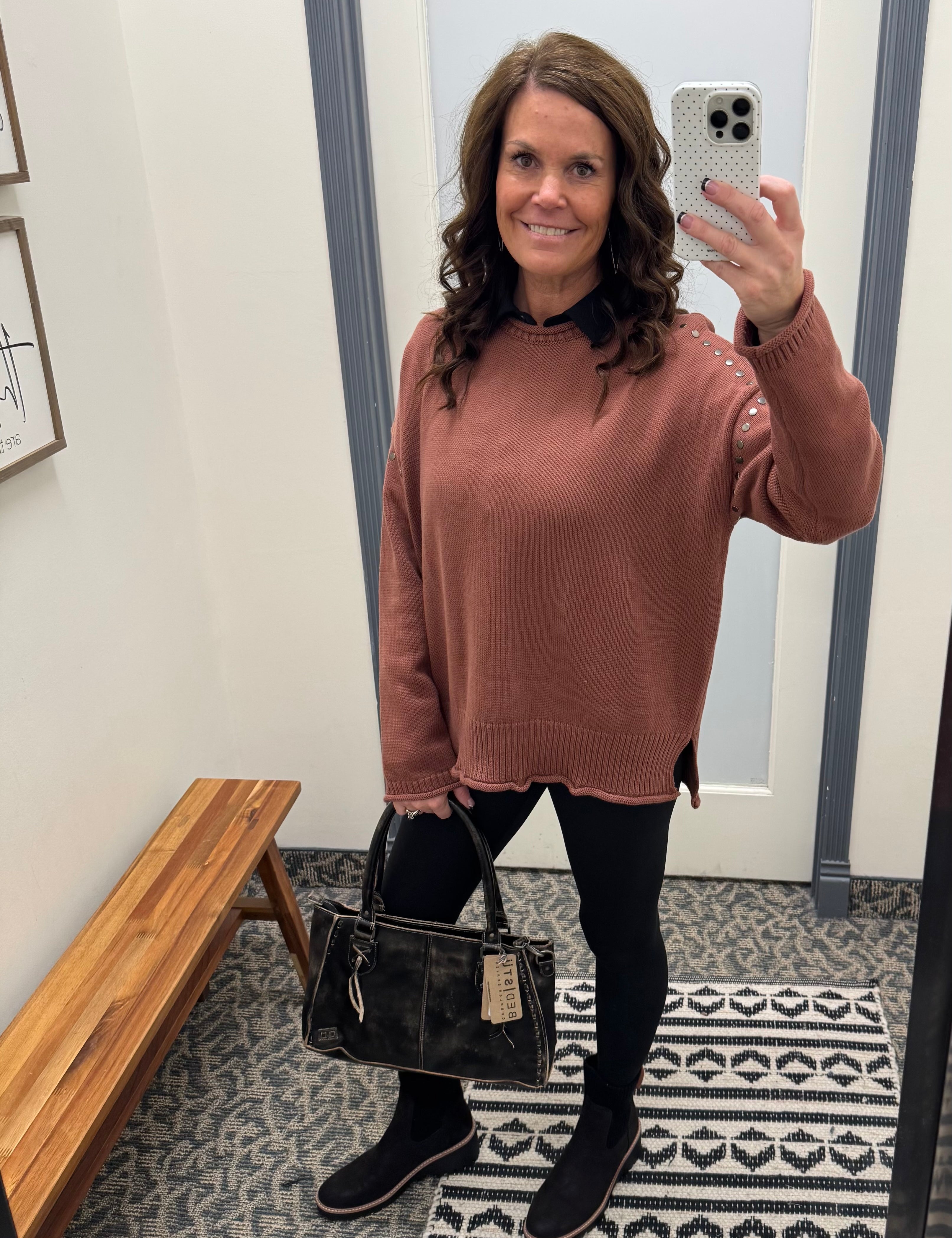 Burlwood Studded Sweater Top - Sweater WISHLIST