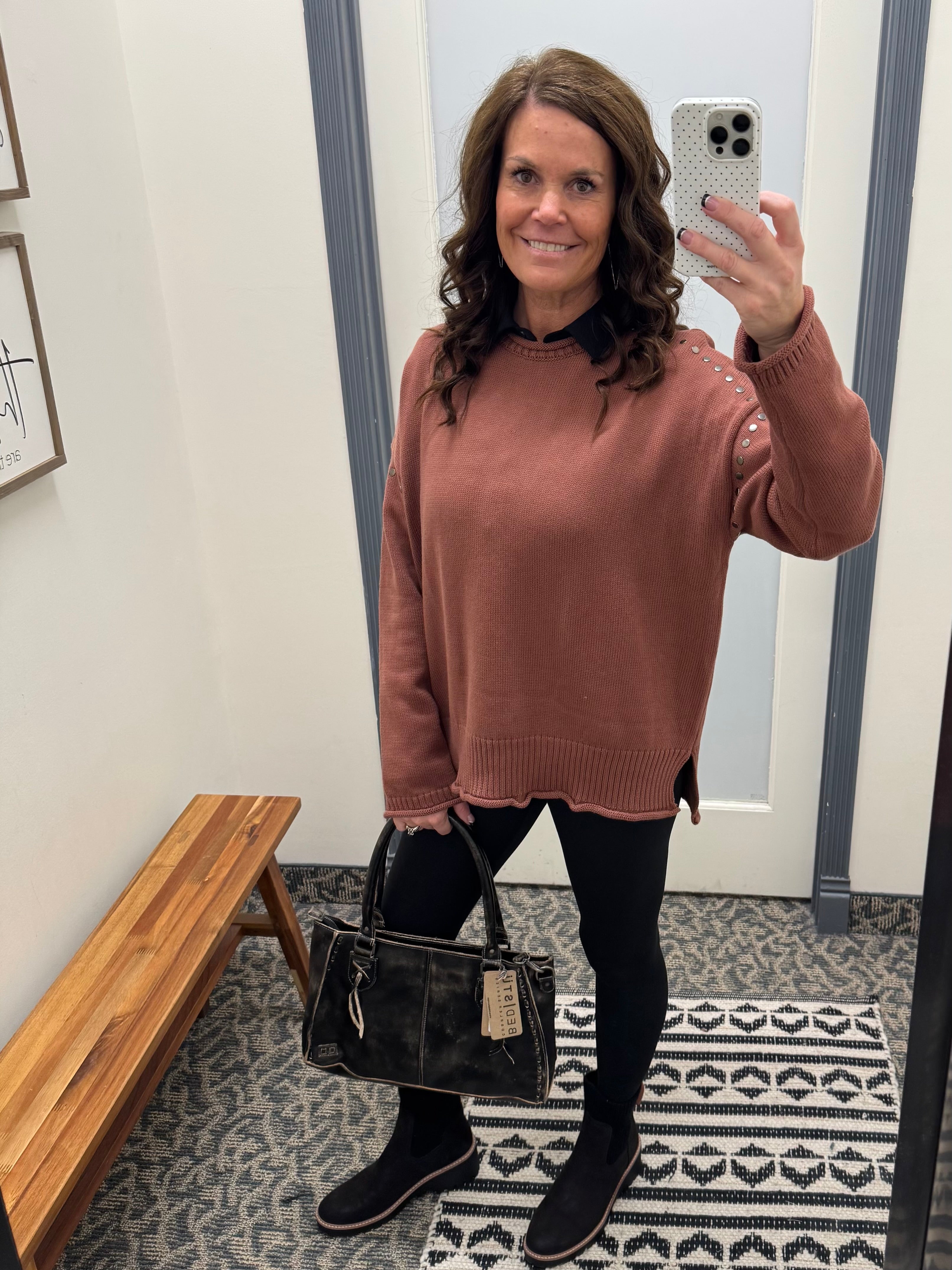 Burlwood Studded Sweater Top - Sweater WISHLIST