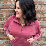 Burgundy Quarter Zip Sweatshirt