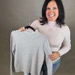 Ivory/Black Pinstripe Mock Neck Sweater Top - Sweater STACCATO