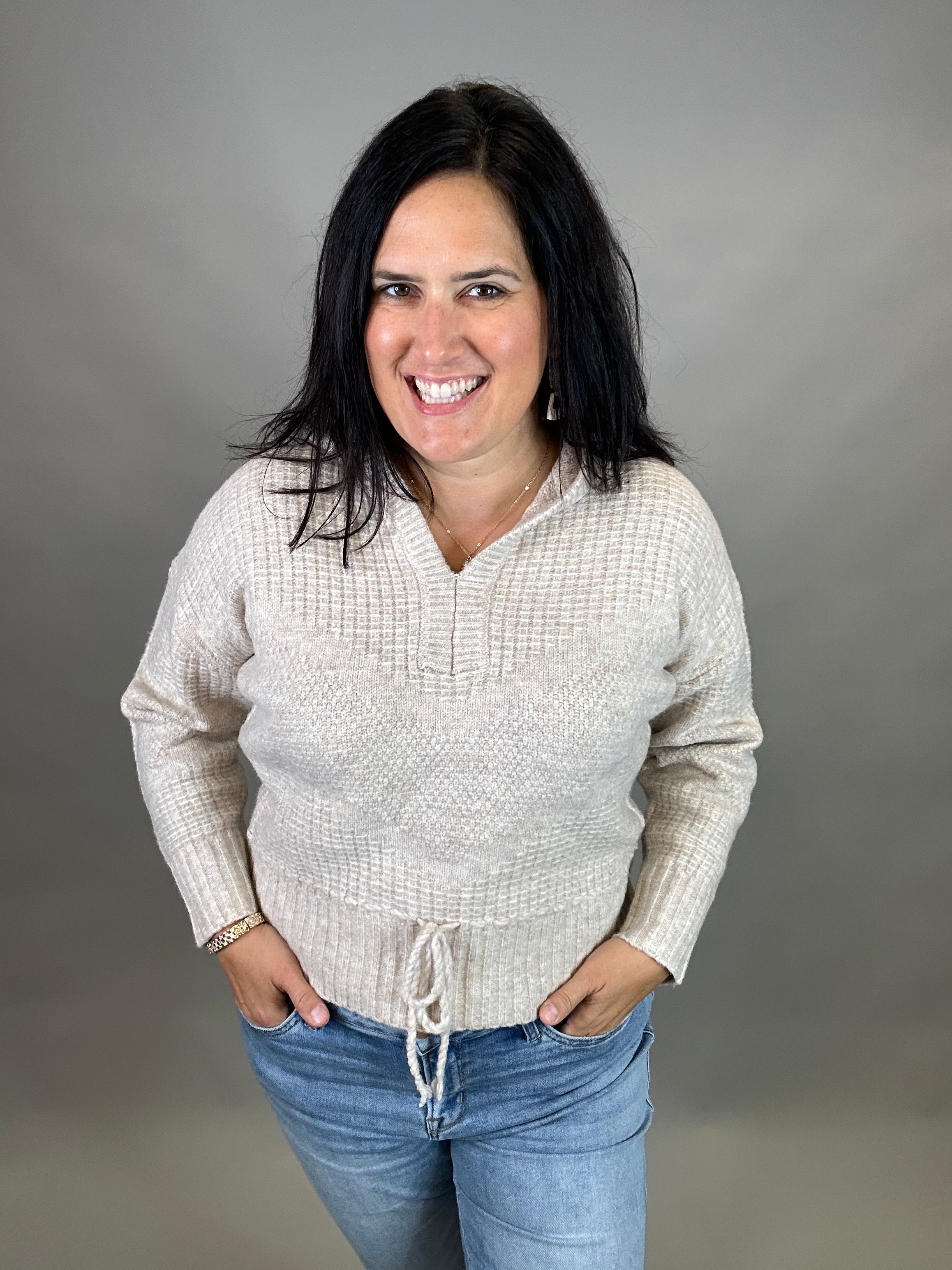 Cream Brantley Hooded Sweater Top - Sweater FLAG AND ANTHEM
