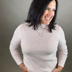 Ivory/Copper Pinstripe Mock Neck Sweater Top - Sweater STACCATO