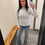 Ivory/Black Pinstripe Mock Neck Sweater Top - Sweater STACCATO