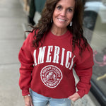 Red America Graphic Fleece Sweatshirt Top- Sweatshirt BUCKETLIST
