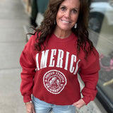 Red America Graphic Fleece Sweatshirt Top- Sweatshirt BUCKETLIST
