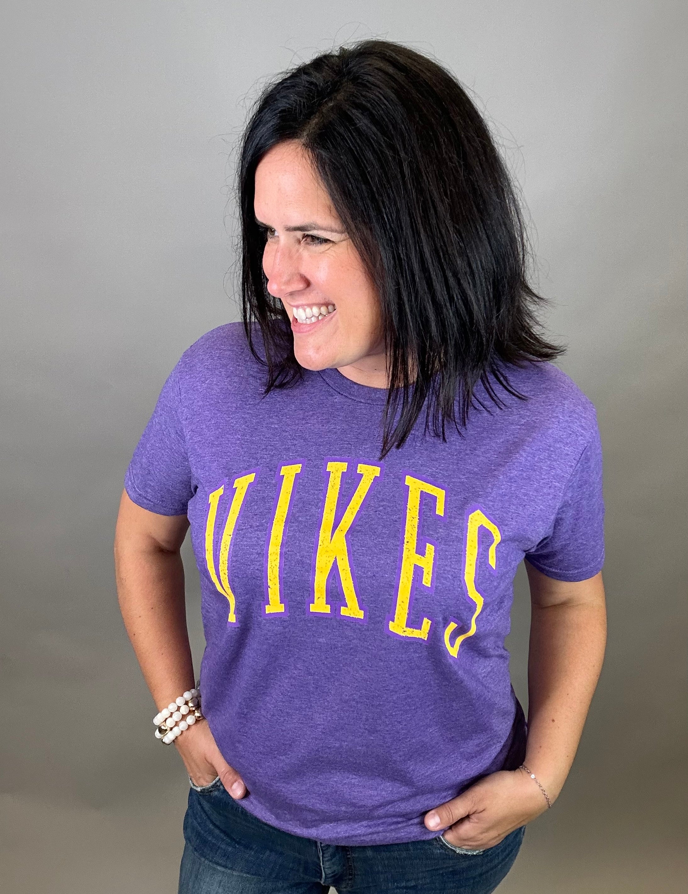 Heather Purple Vikes Tee Tops- Tees 218 WHOLESALE