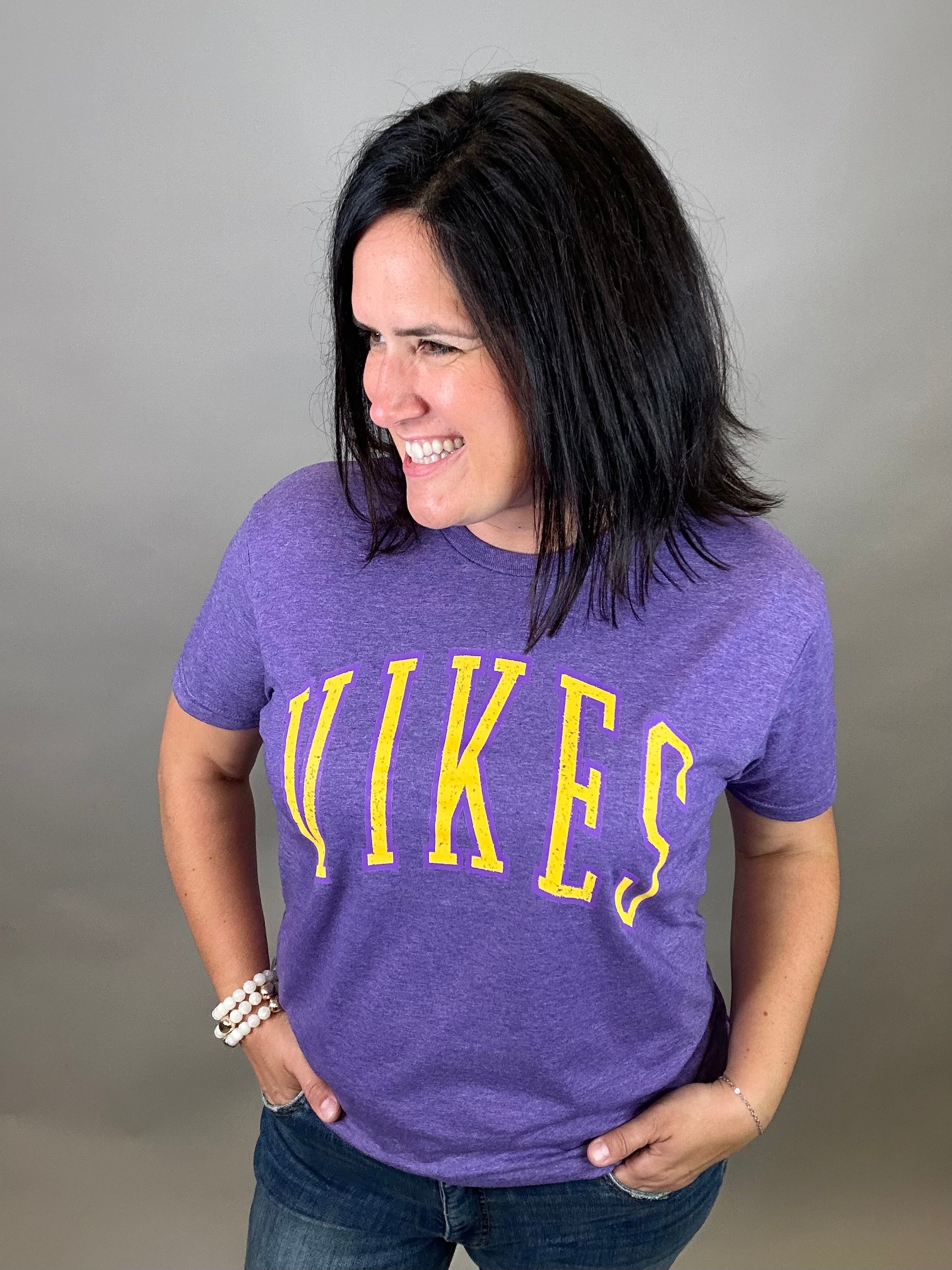 Heather Purple Vikes Tee Tops- Tees 218 WHOLESALE