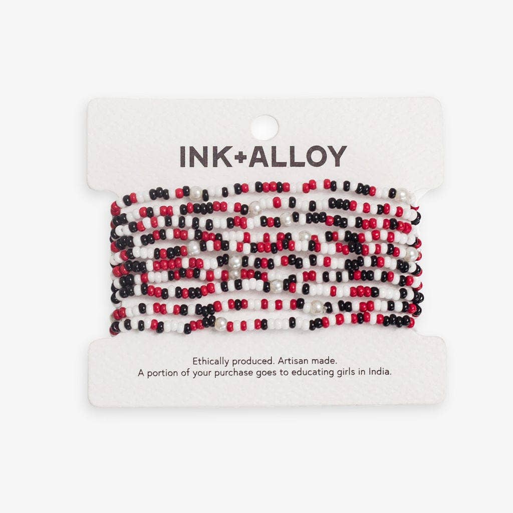 Bright Red and Black confetti bracelet INK + ALLOY