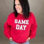 Red Game Day Sweatshirt Top- Sweatshirts PANACHE