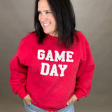 Red Game Day Sweatshirt Top- Sweatshirts PANACHE