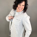 Heather Grey Plush Shacket Outerwear - Shacket FLAG AND ANTHEM