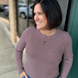 Burgundy Cream Stripe Jess Top