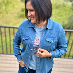 Magnolia Western Stretch Chambray Shirt Tops - Button Ups FLAG AND ANTHEM