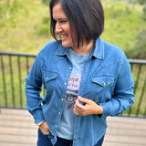 Magnolia Western Stretch Chambray Shirt Tops - Button Ups FLAG AND ANTHEM