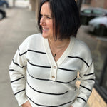Ivory Black Stripe Brianna Sweater Top - Sweater THREAD & SUPPLY