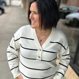 Ivory Black Stripe Brianna Sweater Top - Sweater THREAD & SUPPLY