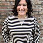 Brown/Navy Striped Pullover Top- Sweatshirt MIOU MUSE