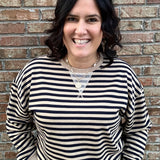 Brown/Navy Striped Pullover Top- Sweatshirt MIOU MUSE