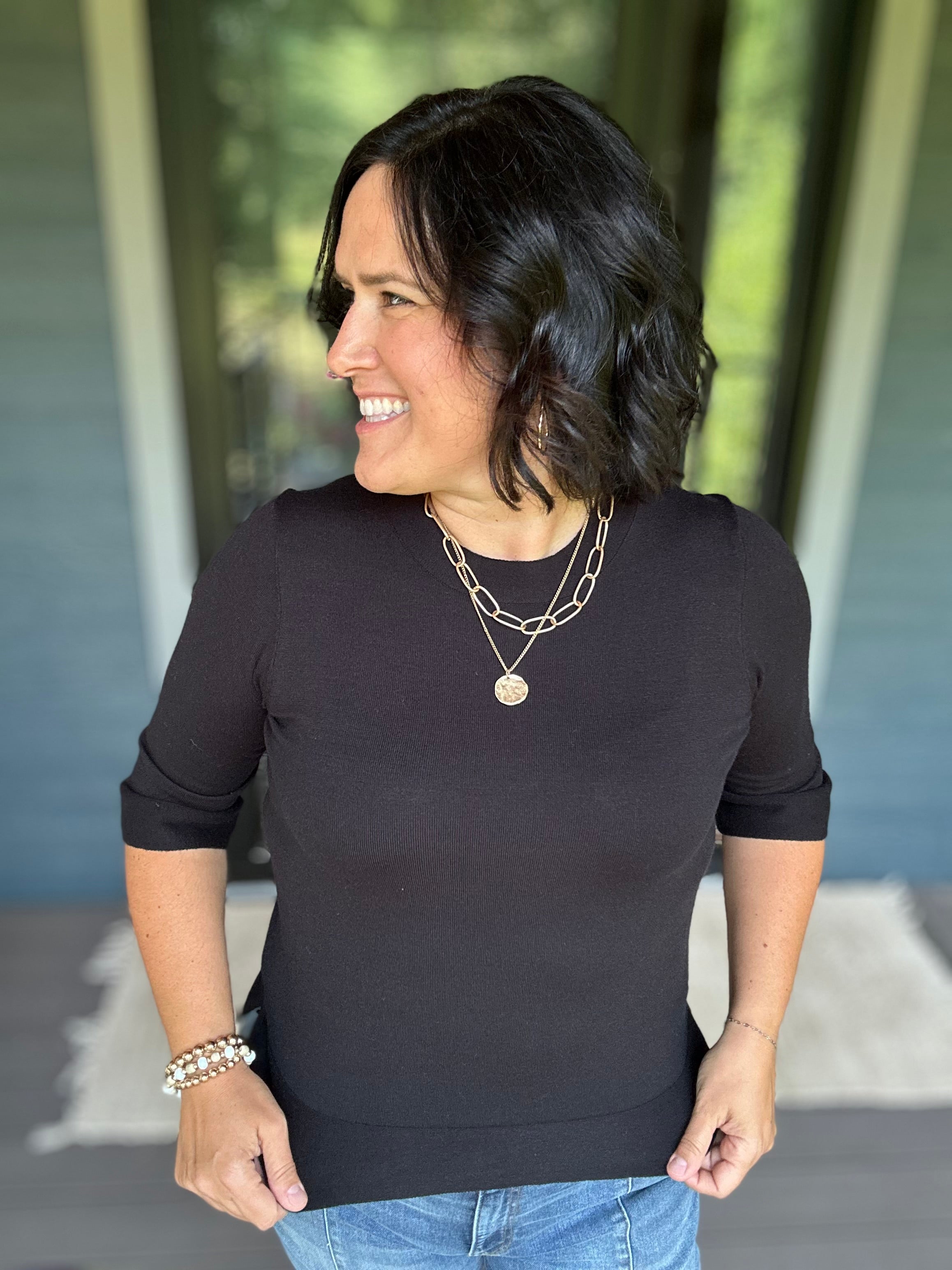 Black Knit Top Top - Sweater DOE & RAE