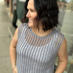 Grey Chunky Open Stitch Sweater Vest Top - Sweater DOE & RAE