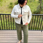 Burnt Olive Tummy Control Mid Rise Straight Jeans Bottom- Pants RISEN