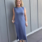 Denim Round Neck Maxi Dress Dresses GILLI