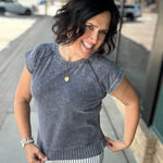 Washed Charcoal Hana Dolman Lounge Tee Top - Tee FLAG AND ANTHEM