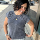 Washed Charcoal Hana Dolman Lounge Tee Top - Tee FLAG AND ANTHEM