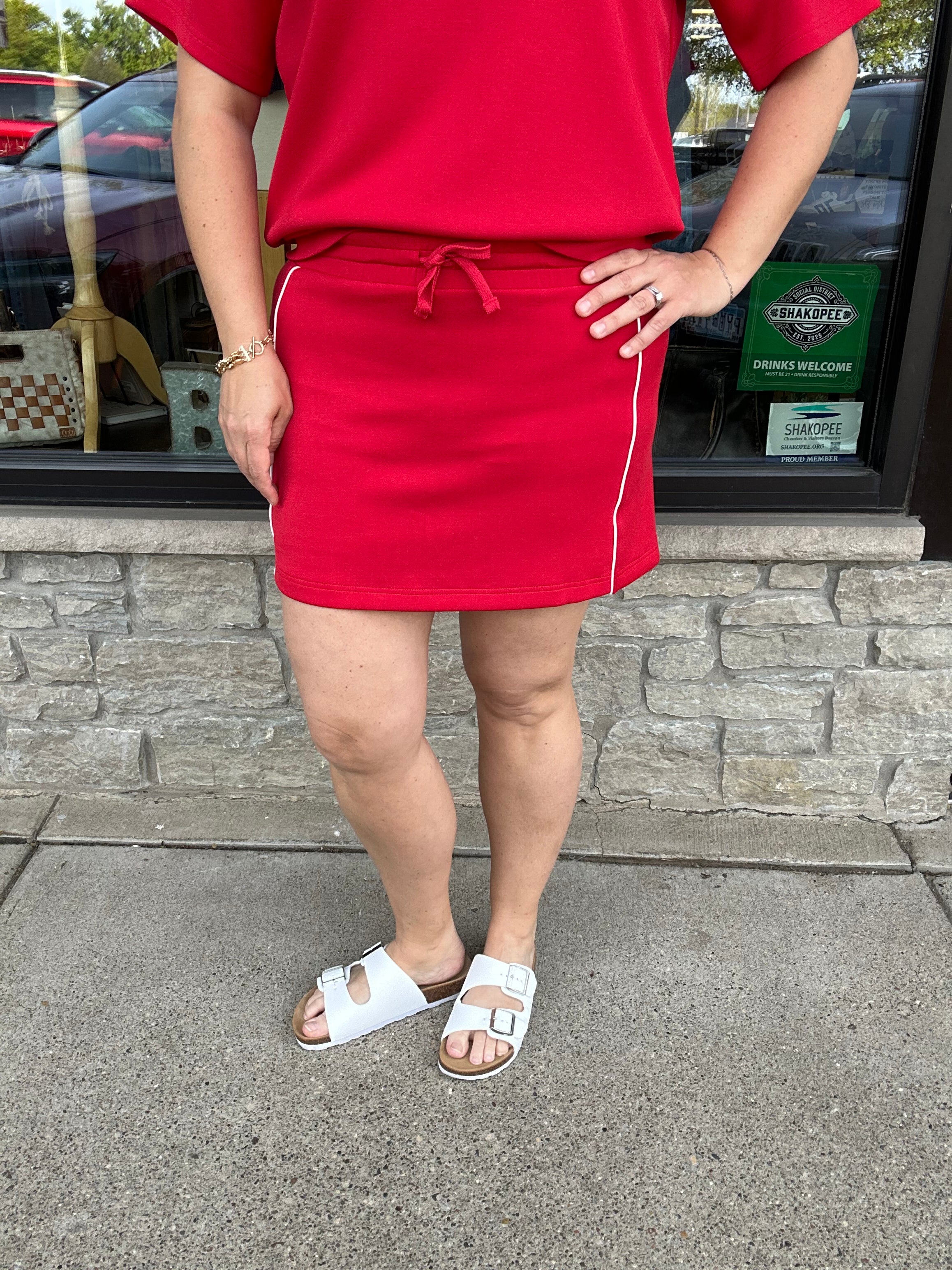 Red Skort Bottom- Skirt RAE MODE