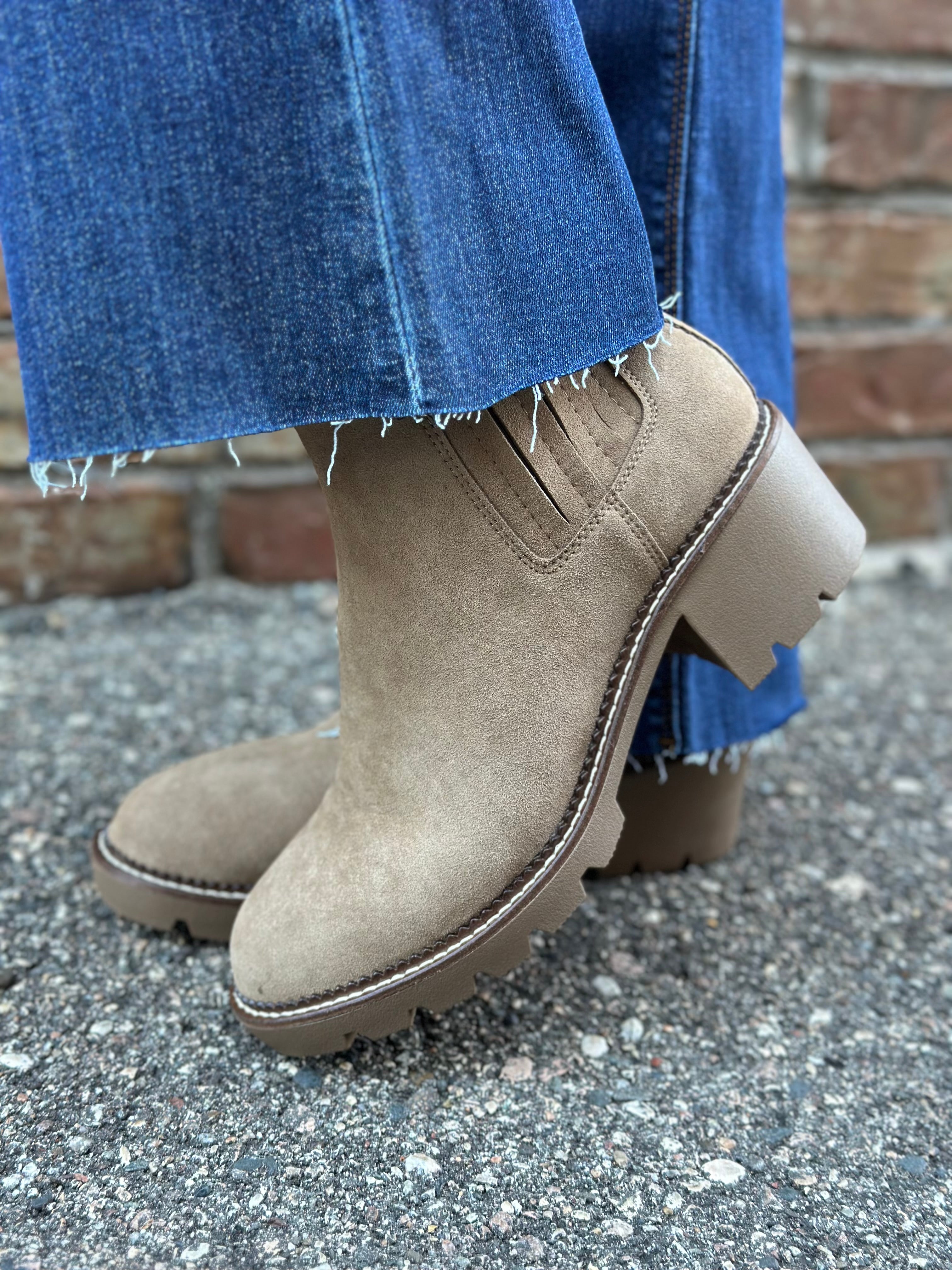 Pryor Taupe Suede Chelsea Boot- MIA Shoes- Boots & Booties MIA