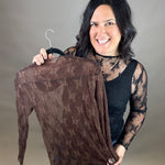 Brown Long Sleeve Lace Top Tops- Blouses ZENANA