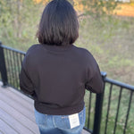 Black Quarter Zip Pullover Tops- Sweaters RAE MODE