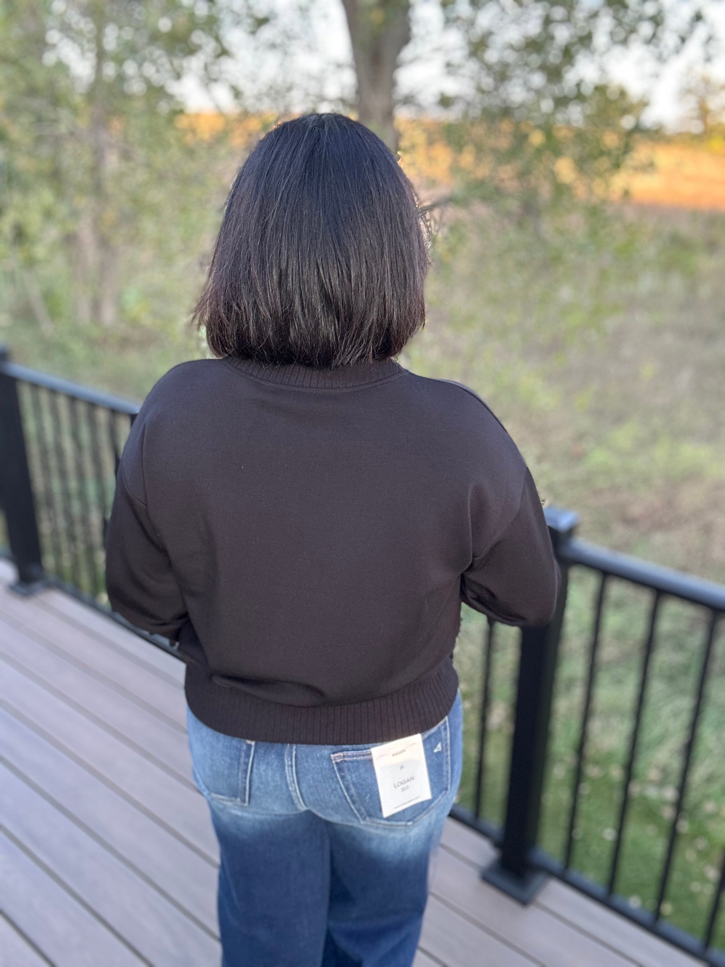 Black Quarter Zip Pullover Tops- Sweaters RAE MODE