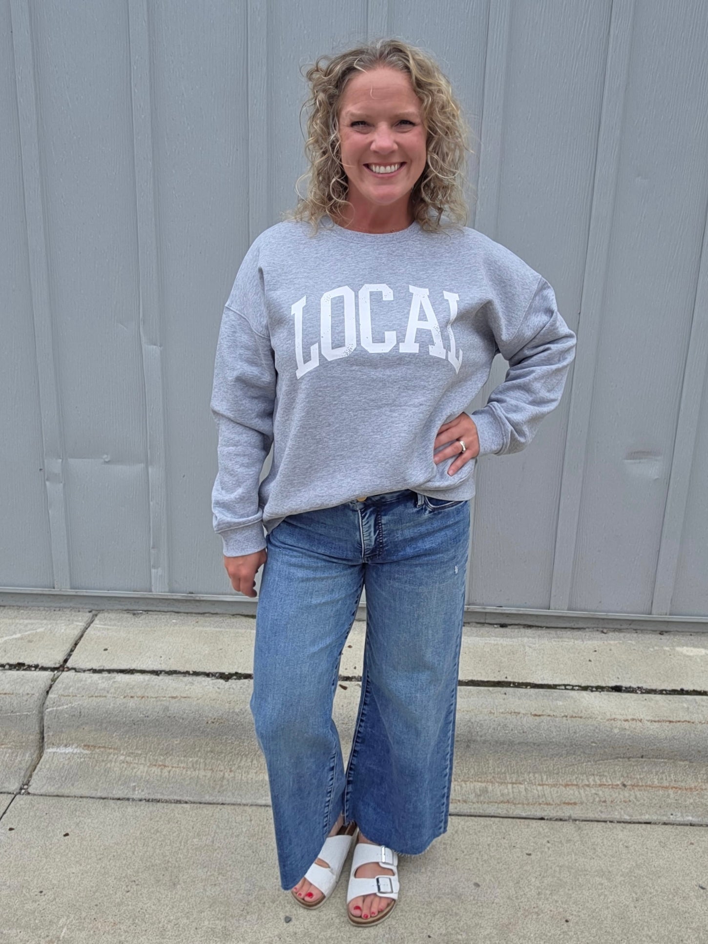 Grey LOCAL Graphic Sweatshirt Top- Sweatshirt WISHLIST