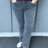 Matte Black Side Panel Bootcut Jeans