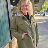 Olive Quilted Hooded Jacket