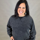 Washed Black Jogger Set Top - Sweatshirt JODIFL