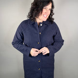 Navy Teddy Button Down Coat