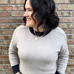 Dylan Colorblock Trim Sweater Top - Sweater SIX/FIFTY