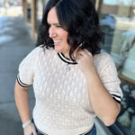 Cream Short Sleeve Knit Top Top - Sweater THML