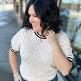Cream Short Sleeve Knit Top Top - Sweater THML